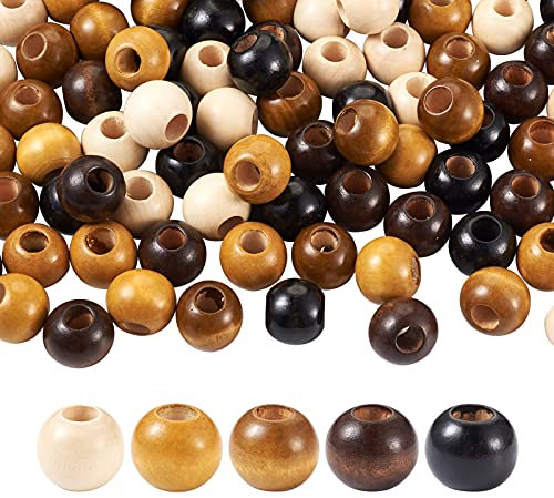 Craftdady Runde Naturholzperlen mit großem Loch, europäische Haarperlen, Rondelle-Abstandsperlen für Schmuckherstellung, Halsketten, Makramee und Bastelprojekte, 100 Stück, 24 mm, Lochdurchmesser 9 mm