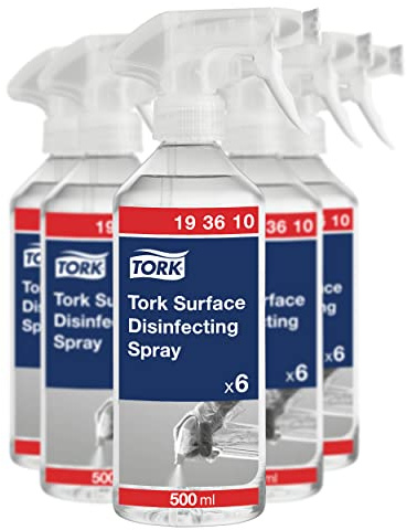 Tork W10, biologisch abbaubare Formel, 6 × 500 ml Flaschen, 193610 | Flächendesinfektionsspray für Oberlächen