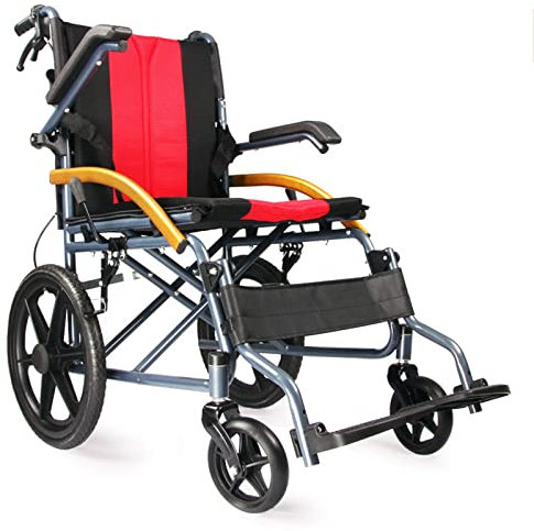 GASLIKE Ultraleicht Rollstuhl Faltbar Leicht Transportrollstühle Reiserollstuhl, Faltbarer Rollstuhl für die Wohnung, Aktivrollstuhl Rollstühle mit Selbstantrieb für Behinderte und ältere,A006