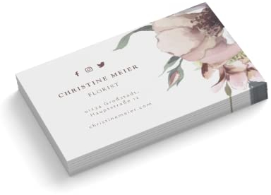 Visitenkarten personalisiert | Design Florist # 3 | 1-seitig | Querformat | Menge + Papier zur Auswahl | selbst gestalten | hochwertiger Druck | 350 g Qualitätsdruck | Blumen | rosa (250 Stück)