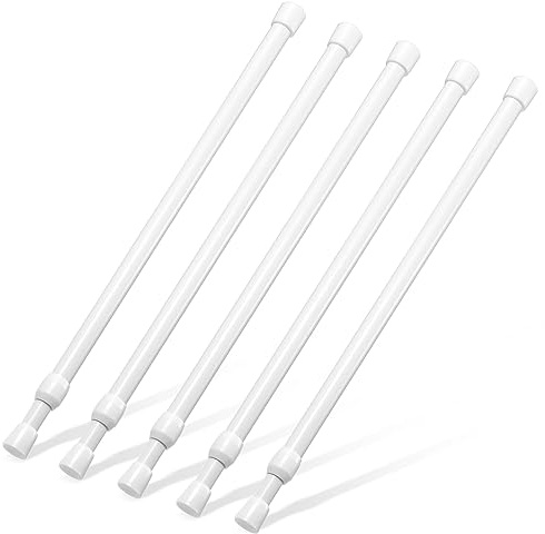 Spannstange 16 bis 28 Zoll, Goowin kleine Spannstange, 5/8 Zoll Durchmesser, ohne Bohren, erweiterbare kurze Spannstangen, Federstangen, 3er-Pack, weiß