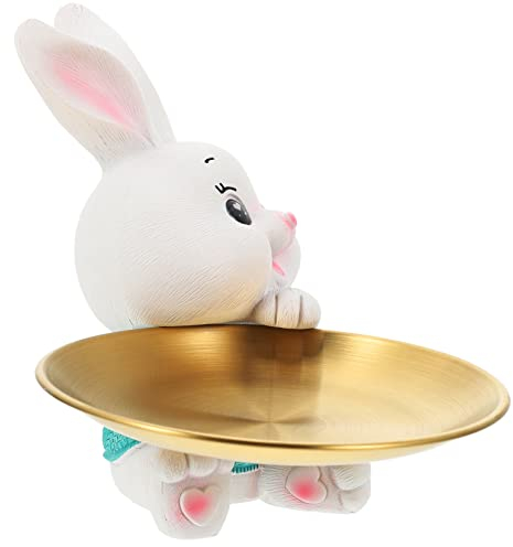 Garneck Rabbit Tray Ornament Home Decor Snacks Display Tray Jewelry Dish Hallway Storage Plate for Women Necklace Holder Ring Dish Female Sundries Storage Plate