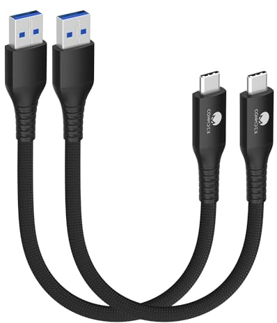 CONMDEX USB C Kabel Kurz 20cm/0.2M [2Stück] 10Gbps USB3.1 Gen2 Datenkabel Typ C Android Auto QC3.0 3.1A USB A auf C für Samsung Note20 Galaxy S23/S22/S21 Galaxy Z Flip4 Pixel 7 Pro OnePlus9-Schwarz