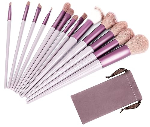 aweskmod Pennelli Trucco 13 Pezzi Set Viso e Occhi, Pennelli Make Up Professionali Set, Sintetico Contorno Fard Ombretti Correttori Fondazione Trucco Pennelli
