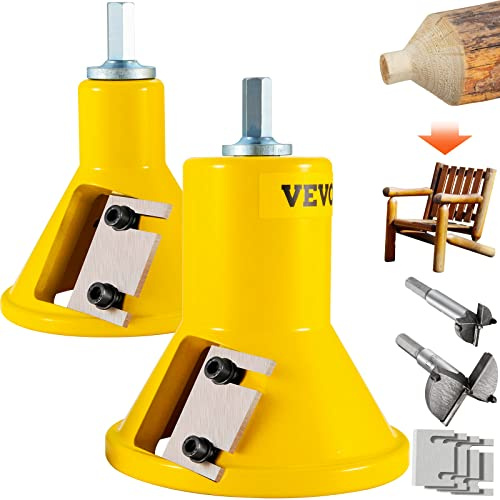 Cortador de espiga VEVOR, 1/25,4 mm y 2/50,8 mm de diámetro, con cuchillas rectas dobles y tornillos de botón, kit maestro para el hogar, cortador de muebles de troncos de aluminio y acero de prim