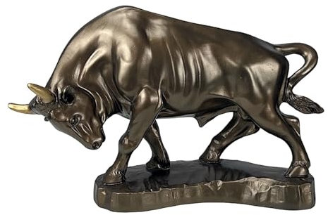 Wild Bull Stier Tier griechische Statue Skulptur gegossen Marmor Bronze Effekt