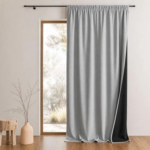 HomeMaison.com Thermovorhang – Verdunkelungsvorhang – Vorhang Grau Anthrazit – Vorhang 140 x 260 cm