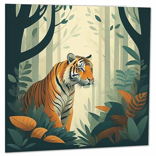 Tiger Grußkarte Tiger Dschungel Geburtstagskarte 145 x 145 mm