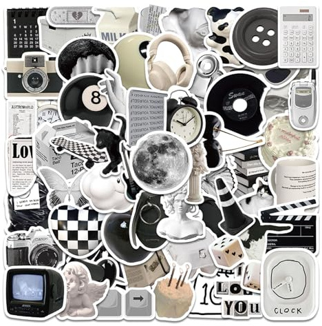61 PCS Vintage Black and White Y2K Aesthetic Stickers