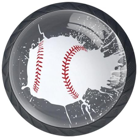 Luoweisi 4Pcs Drawer Knobs Paint Splash Baseball Cabinet Knobs Cupboard Handles Hardware Round Mushroom Door Pull Handle for Cabinet Wardrobe Drawer Bedroom Bathroom Furniture