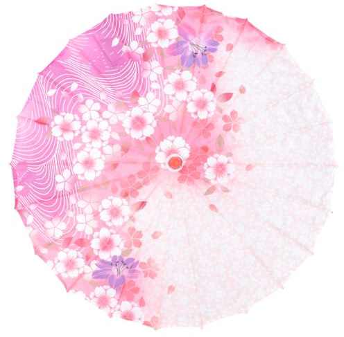 WRITWAA Parapluie Rétro en Soie Japonaise pour Cosplay et Décoration de Fête, Tissu en Soie et Bois, pour Photographie et Événements Estivaux