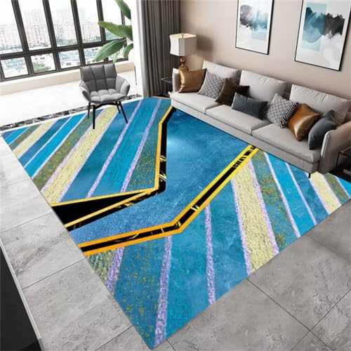 RUGMRZ Kinderzimmer Teppich Waschbar 200X300Cm Teppich Outdoor Zimmer Teppich Blau Rutschfester Teppich Für Jungenschlafzimmer Moderner Minimalistischer Teppich