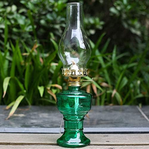 Öllampen, klare Kerosin-Lampe, Laterne, klassische nostalgische alte Öl-Tischlampe, Dekor, dekorative Kerzenlaternen, altmodische Kerosin-Öllampe mit Kerzenständer-Laterne (Farbe: Rot) ( Color : Green