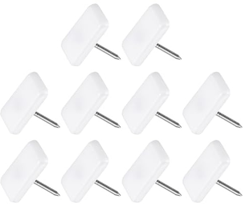 METALLIXITY Piedini per Mobili con Chiodo (19mm/0,75) 20pz, Cursori per Scivoli Sedia Quadrati in Plastica - per Sedie Divani Cursori per Mobili Cuscinetti Protettivi, Bianco