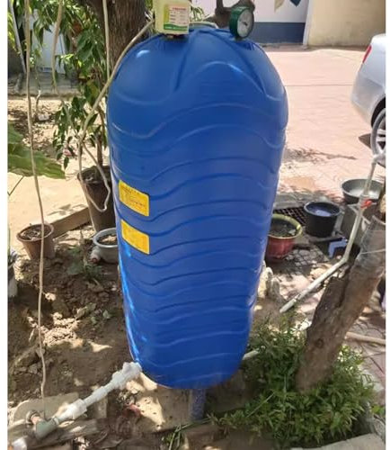 RENLXFI Druckbehälter Druckkessel Gartendruckbehälter Für Wasser Aus Der Bewässerungsanlage, PE-Brunnenpumpenbehälter Unter Druck Für Zuhause/Wohngebiet - Mit Armaturen(60L/16Gal-35X80cm)