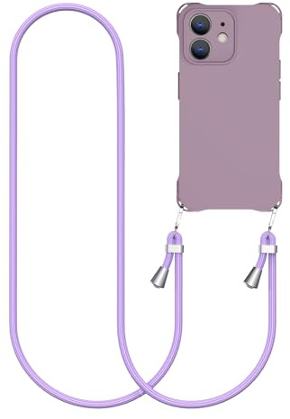 CAROKI Crossbody iPhone 11 Case, Lanyard Protective Liquid Silicone Case with Adjustable Length Detachable Lanyard Rope Shockproof Hands-Free Phone Cover for iPhone 11 6.1-Purple