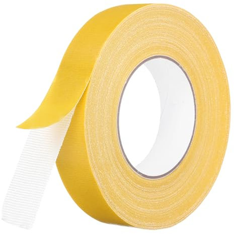 sourcing map Double Sided Fabric Tape 1.2 Inch x 164 Ft Removable Strong Sticky Mesh Tape, Multifunctional Two Sides Stick Mounting Tape for Fix Carpet Wall Decor, (Yellow)