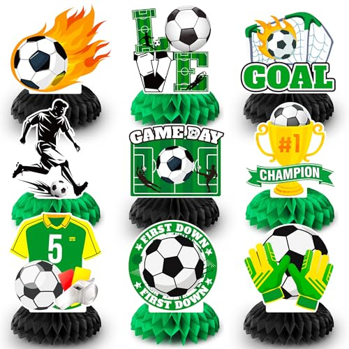Football Honeycomb Centerpieces, 9 Pcs Football Ball Honeycomb Centerpiece for Table for Football Birthday Party Decorations & Football Theme Party Decorations