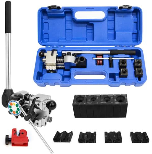 JAOGAUS Outil Hydraulique d'Évasement de Tuyau de Frein, Evaseur Tuyaux de Freins à 45° pour Évasement Simple, Double et à Bulle (Ø 4,75mm/6,35mm/8mm/9,5mm) Kit d' Évasement de Tuyau