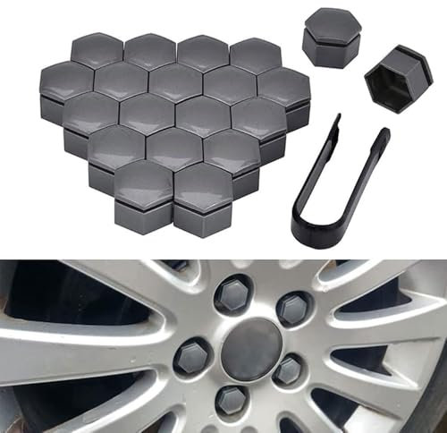 NBVGFGDF 20 Stücke Radschraubenkappen, für Mercedes Be-nz SLK 2001-2009 Auto Rad Hub Schraube Schutz Abdeckkappe mit Entfernung Werkzeug Radmutterschutzabdeckung,C-21mm