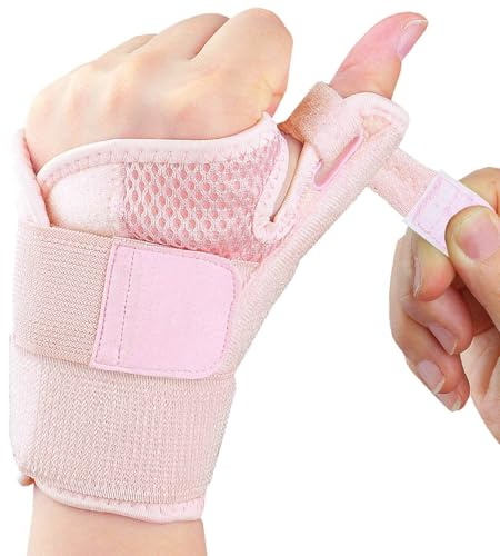 Kecartu Thumb Brace for Right Left Hand, Thumb Spica Splints for Trigger Finger, Arthritis, Thumb Sprain, Tendonitis, Carpal Tunnel Pain Relief, CMC Wrist Brace with Thumb Support (Pink)
