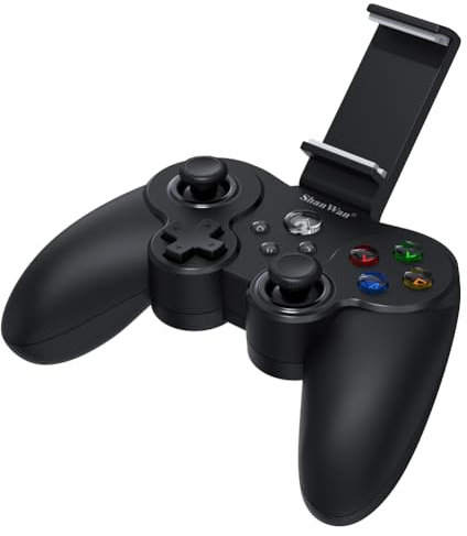 ShanWan Contrôleur de jeu mobile pour iPhone/Android/switch/PC avec support de téléphone et rétroéclairage LED – Jeu d'arcade télécommandé PS – Longue durée de vie de la batterie