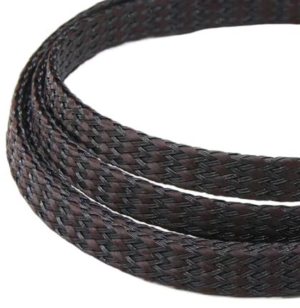 AHIOJEGX Cable Sleeve Protector 1/5/20/50M Expanded Braid Sleeve PP Cotton Yarn 4 8 12mm Soft Wire Wrap Insulated Cable Protection Line Harness Cable Sheath Universal(Brown Black,8MM_1 METER)