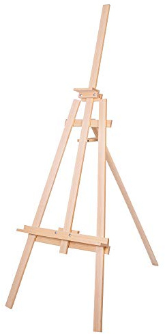 Muntel Staffelei Holz groß 175 cm, Leinwand Ständer, höhenverstellbar, für Hochzeit und Atelier, Feldstaffelei, Standstaffelei, Atelierstaffelei, 175 x 58 x 92 cm