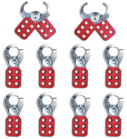 Flylin Lockout Tagout Hasp 10Pcs, Safety Insulation Padlock with 6 Holes | 1 Inside Jaw Diameter, Aluminium Loto Hasp Tag Lock for Multiple Management, Industrial Safety Interlock