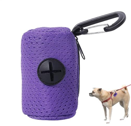 Hundbajspåsar dispenser – nättygtillbehör husdjur avfallspåsar dispenser med dragkedja – hundavfallspåsar dispenser – kapacitet hundväska dispenser, bärbar bajspåsar hållare för hund, promenader