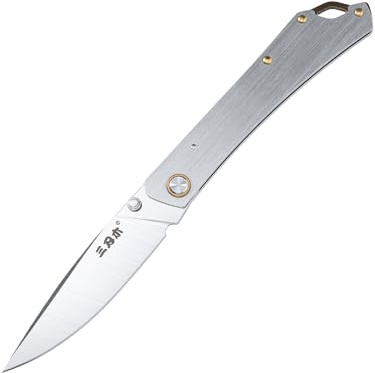 Sanrenmu Klappmesser mit Taschenclip, 3,74 Zoll, 8Cr13Mov-Klinge, 3Cr13-Griff, leichtes Utility-Messer für Outdoor-Camping 9305 (Silber)
