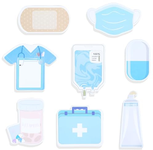 8 Pack Haftnotizen Lustig,Cartoon Selbstklebende Lustige Krankenschwester Haftnotizen Sticky Notes,Medizinische Thema Krankenschwester Geschenke,für Krankenhaus,Schule,Büro