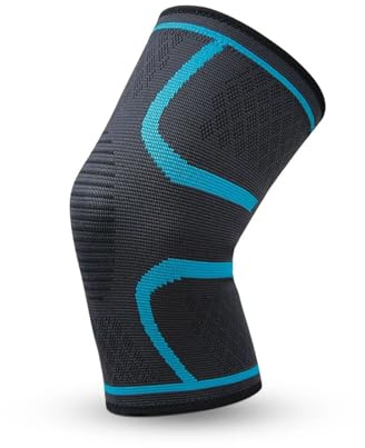 WWPMNQD Knee Support Men's and Women's Autumn and Winter Sports Badminton Running Fitness Outdoor Knitted Mountaineering Knee Pads(Lake Blue,Size XL (Single))