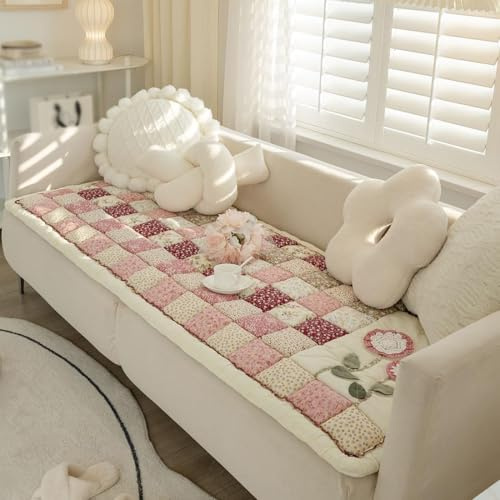 Copridivano patchwork floreale per soggiorno giardino chic copridivano in cotone trapuntato per divano componibile morbido tappetino per sedia cuscino antiscivolo quadrato plaid tappetino per animali
