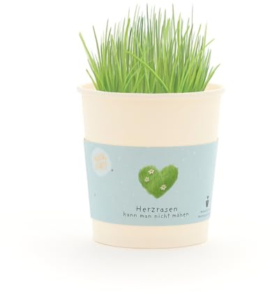 Herzrasen-Anzuchtset als romantisches Geschenk | Anzuchtbecher mit Herzrasen-Saatgut, Kokos-Quelltablette & Anleitung | Nachhaltige Geschenkidee für Valentinstag, Jahrestage & Liebesbotschaften