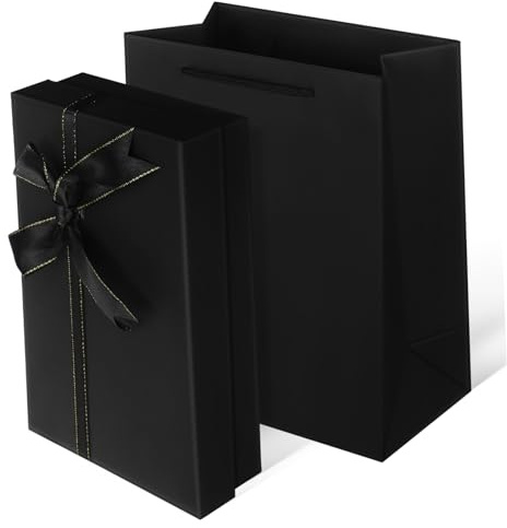 SOLUSTRE Geschenkbox mit Schleife Großes Fassungsvermögen Geschenkkarton aus Stabilem Papier Inklusive Geschenktüte Vielseitig Einsetzbar für Verschiedene Anlässe