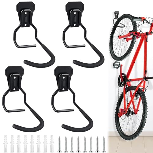 WuGU Bicicletas Pared, Colgador Vertical para Bicicletas, Negro, 4 Piezas, Casa, Garaje, Sótano