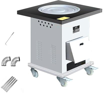 Stufa a legna portatile per esterni, con ruote universali e fodera a doppio strato per forno, per campeggio, cucina, riscaldamento e picnic