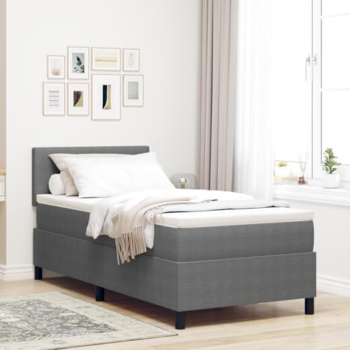 Holamys Letto a molle con materasso, luce a LED, grigio, 80 x 200 cm, in velluto a coste, design elegante, materasso a 5 zone, salvaspazio per camera da letto