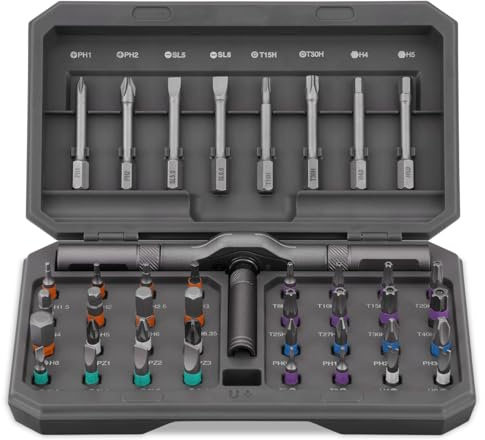 42 in 1 Magnetic Screwdriver Set Multi Bit Ratchet Screwdriver Kit with Storage Case DIY Repair Tool Kit with Detachable Ratchet Handle Professional Magnetic Drive Tool for Computer Furniture Bicycles