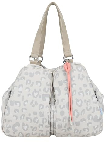 Fritzi Donny Shopper Canvas Damen Shopper Handtasche Festival City vegan Baumwollmix geflochtener Anhänger Magnetverschluss 32 x 43 x 15 cm – Pink, Grün, Rosa, Beige