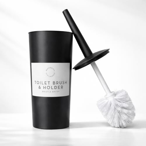Toilet Bowl Brush with Holder Set Deep Cleaning Non Slip Handle & Plastic Tough Bristles Handy For Bathrooms Toilets Bath Cleaner Assorted Color (Pack Of 1)