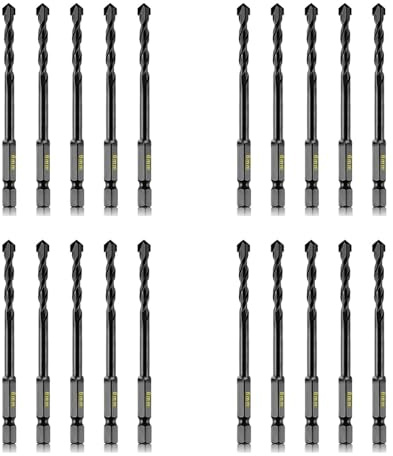 20pcs 6mm Masonry Drill Bits Set for Concrete Tile Brick Stone, Carbide Drill Bit Set for Plastic, Ceramic and Wood