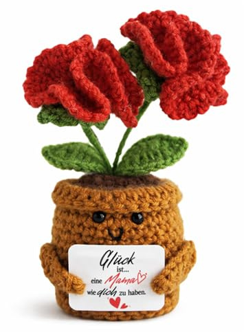 MOAZIFI Geschenke für Mama Muttertagsgeschenk Mama Geschenk Geburtstagsgeschenk Deko Gehäkelte Nelken Blume im Topf Mit Spruch Karte Liebevolle Handarbeit Tischdeko für Frauen Mutter Tochter Geschenk