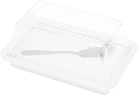 Yctze Quadrate Plastförvaringslåda med Genomskinligt Lock, Inkluderar Skärare - Idealisk och Ostförvaringsbehållare för Fräschör och Enkel Användning (fyrkantig transparent färg)