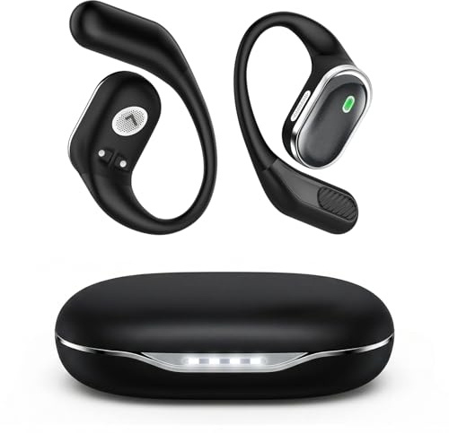 TRAUSI Bluetooth 5.4 True Wireless Earbuds with Ear Hooks, USB Fast Charging, IPX7 Waterproof Earbuds, Noise Cancelling Hi-Fi Stereo Earphones for Fitness/Sports/Travel
