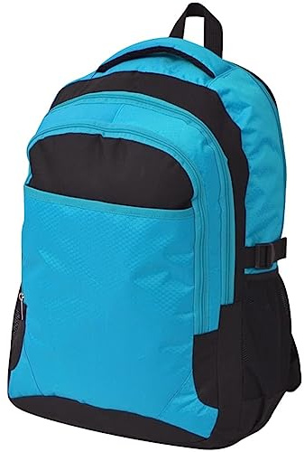 Kaloriko Mochila escolar de 40 l, color negro y azul, de poliéster 600D, acolchada, con compartimento para portátil, espalda ergonómica, impermeable, mochila de día para escuela, universidad, trabajo