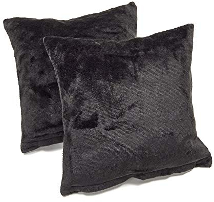 MALIKA Set 2er Kissenbezug Cashmer Touch Fleece Kissenhlle Sofakissen Kopfkissenbezug Kissenbezug Couchkissen, Gre:2X 40x40 cm Kissen, Designe:SCHWARZ