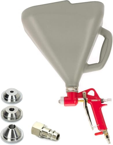 Trichterpistole 7,5 L Putzlackierpistole mit 3 Düsen: 4 mm, 6 mm & 8 mm und Druckluftschnellverschluss 1/4, Arbeitsdruck: 4 bis 8 bar, Putzpistole Spritzpistole Putzhexe Putzmeister SN302