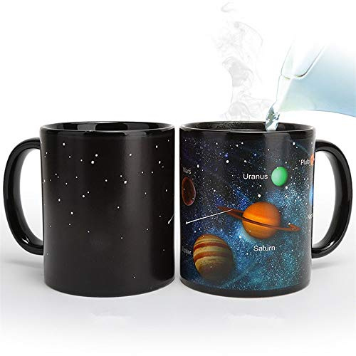 JMAHM Farbwechsel Tassen Wärmeempfindliche Magische Becher Verfärbung Porzellan Sonnensystem Muster Milch Kaffeetasse (12oz / 330ml, Sonnensystem)